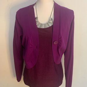 Wine Shrug and tank blouse combo L
